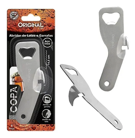 Abridor De Latas E Garrafas Multiuso Inox 14,5cm ORIGINAL