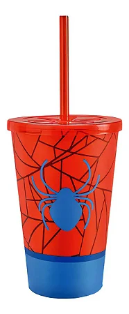 Copo com tampa 550ml teia Homem Aranha usual