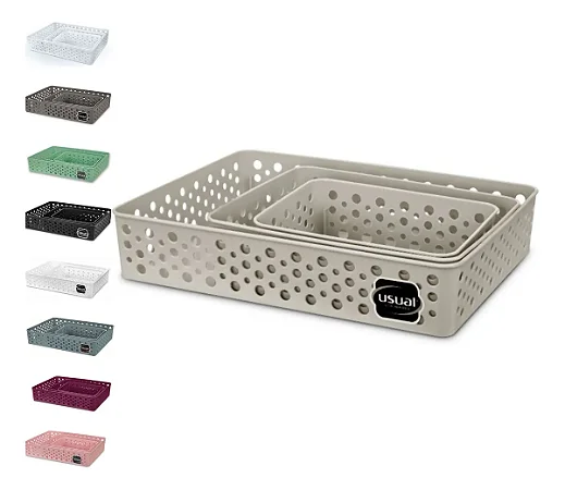 Kit 3 cestos Org P-M-G MARROM - Usual