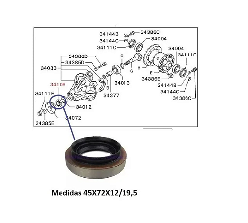 RETENTOR PINHAO TRASEIRO TR4 / SPORT / L200 ---> 45X72X12/19.5