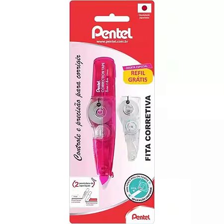 FITA CORRETIVA + REFIL ROSA PENTEL