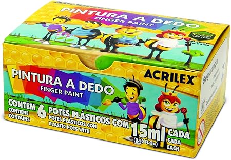 PINTURA A DEDO C/ 6CORES 15ML ACRILEX