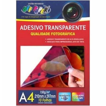 PAPEL 150G A4 ADESIVO TRANSP C/ 10FLS OFF PAPER