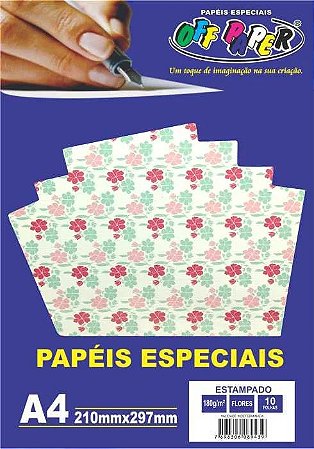 PAPEL 180G A4 ESTAMPADO FLORES C/ 10FL OFF PAPER