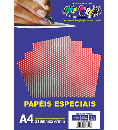 PAPEL 180G A4 ESTAMPADO VERMELHO C/ 10FL OFF PAPER