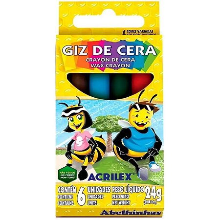 GIZ DE CERA 6 CORES ACRILEX