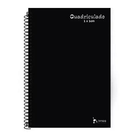 CADERNO ESPIRAL QUADRICULADO 96FOL 1x1CM PRETO TAMOIO
