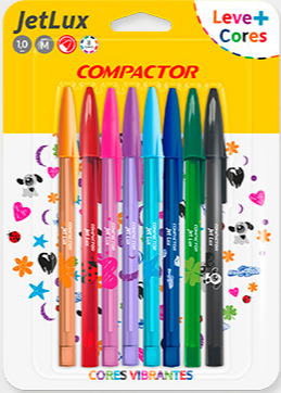 CANETA ESFEROGRÁFICA JET LUX C/ 8UN SORT COMPACTOR
