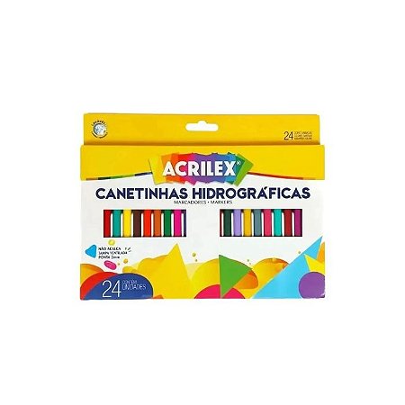 CANETA HIDROGRAFICA 24 CORES ACRILEX