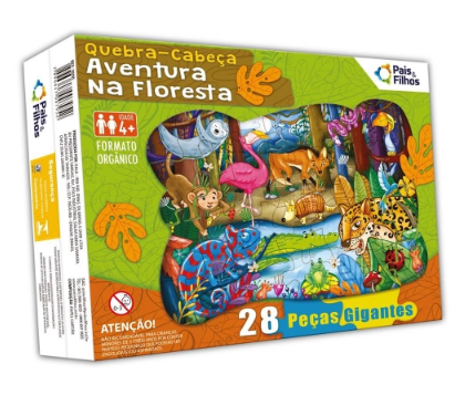 Quebra Cabeça cartonado gigante Aventura na Floresta 28pçs Pais e Filhos
