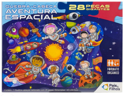 Quebra Cabeça Cartonado Aventura Espacial 28pçs Ggante Pais e Filhos