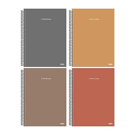 Caderno capa dura 1/4 espiral 80 folhas World Class São Domingos