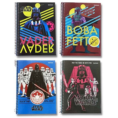 Caderno capa dura 1/4 espiral 80 folhas Stars Wars StarSchool Jandaia