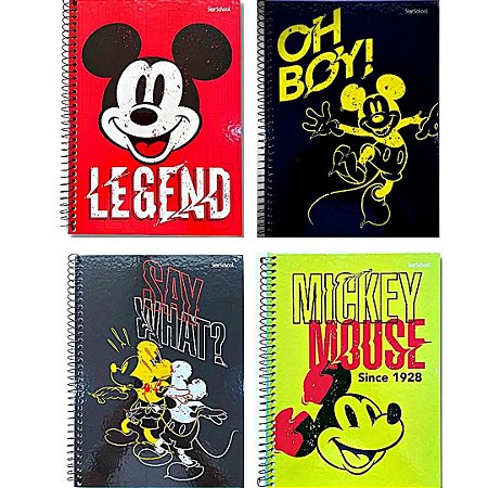 Caderno capa dura 1/4 espiral 80 folhas Mickey Mouse StarSchool Jandaia