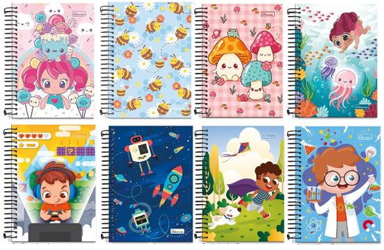 Caderno capa dura 1/4 espiral 90 folhas Infantil Bliss Cadersil