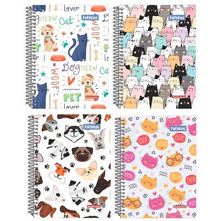 Caderno capa dura 1/4 espiral 96 folhas Fofinhos Panamericana