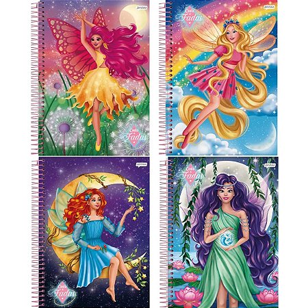 Caderno capa dura 1/4 espiral 80 folhas Conto de Fadas Jandaia
