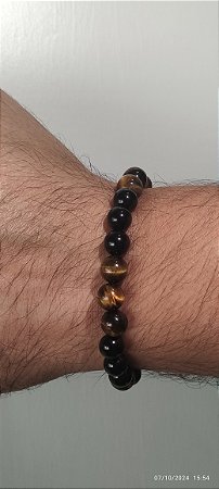 Pulseira Hematita com Olho de Tigre