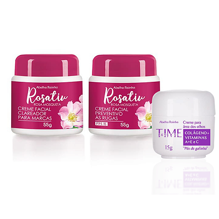 Kit Rosativ: Clareador de Marcas + Creme Antirrugas + Creme para Pés de Galinha