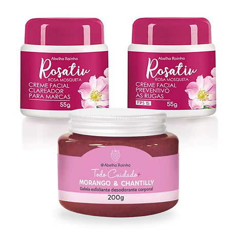 Kit Rosativ Completo: Clareamento, Antirrugas e Esfoliação Corporal