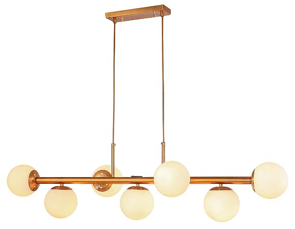 Luminária Pendente Jabuticaba Cor Dourado Globos Opaco Branco COD10100