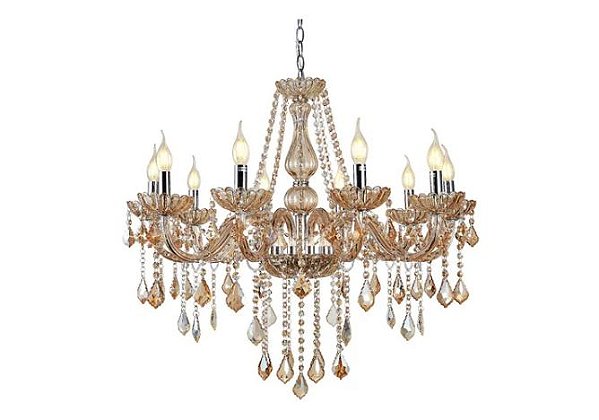 Lustre pendente com 10 braços cor ambar modelo COD10052