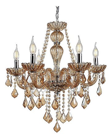 Lustre pendente com 6 braços cor ambar modelo COD10049