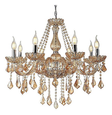 Lustre pendente com 8 braços cor ambar modelo COD10051