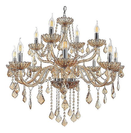 Lustre pendente cor ambar com 12 braços modelo COD10058