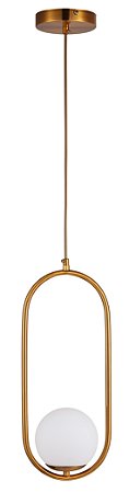 Lustre Pendente Cor Dourado, Vidro Opaco, Marca inobari Modelo COD10093