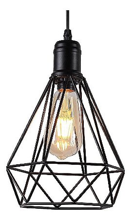 Lustre pendente cor preta D200xH220MM modelo COD10038