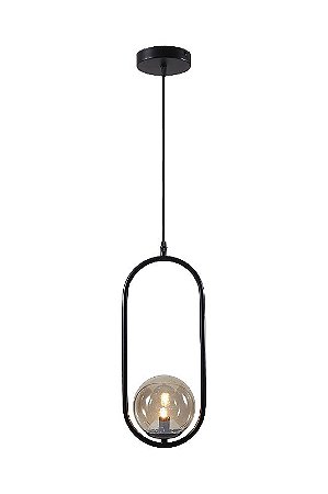 Lustre pendente cor preto/ambar  400x170MM marca inobari modelo COD10079