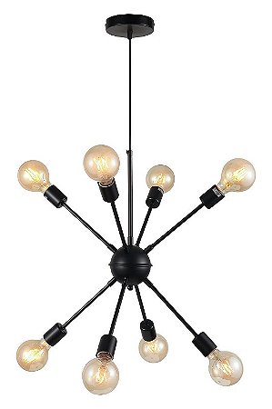 Lustre Pendente Moderno Sputnik Retrô Preto inobari COD10074