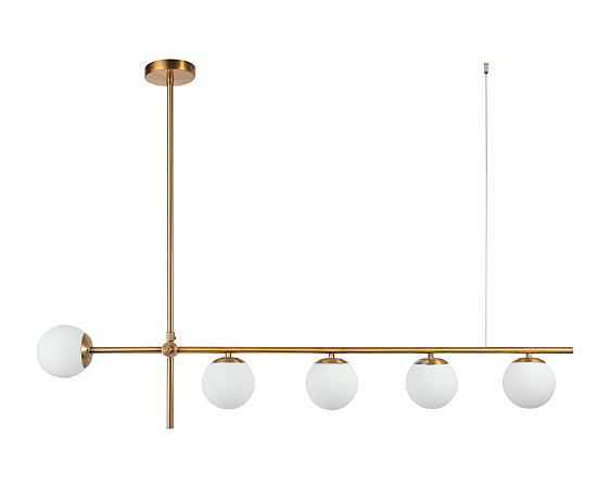 Luminária Pendente Lustre Jabuticaba Dourado Com Bolas Globos Esferas Opaco Leitoso Moderno Luxo COD10110