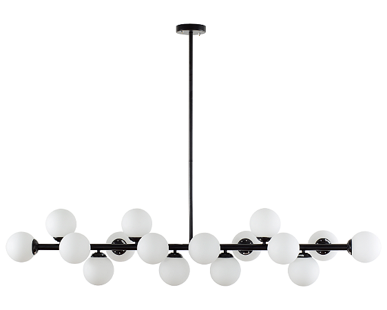 Luminária Pendente Lustre Jabuticaba Moon Preto Com Bolas Globos Esferas Opaco Leitoso Moderno Luxo COD10112