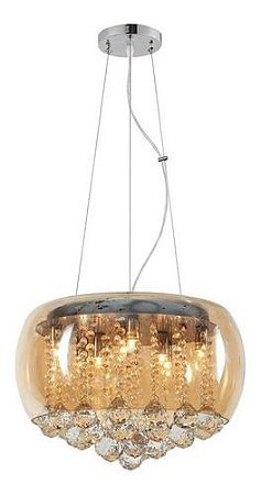 Lustre pendente cor ambar 40cm  marca inobari modelo COD10077