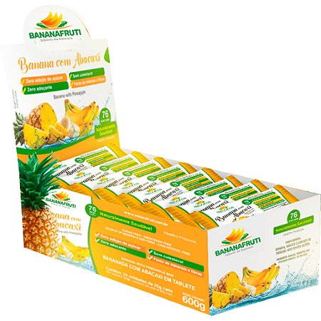 Display Bananada Bananinha Natural Zero Açúcar com Abacaxi - Naturafruti - 24 x 25 g