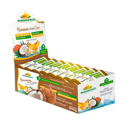 Display Bananada Bananinha Natural Zero Açúcar com Coco - Naturafruti - 24 x 25 g