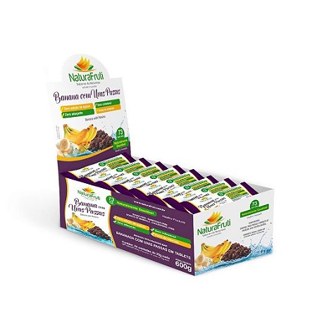 Display Bananada Bananinha Natural com Uva Passa Zero Açúcar - Naturafruti - 24 x 25 g