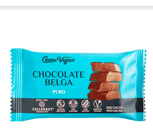 Chocolate Belga Vegano Açúcar De Coco - Cacau Vegan - 30 G