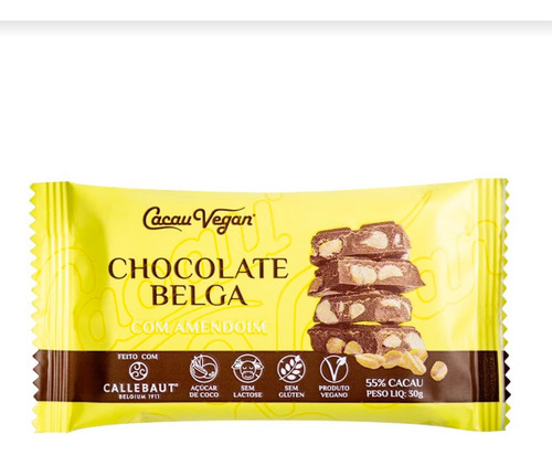 Chocolate Belga Vegano Com Amendoim - Cacau Vegan - 30 G