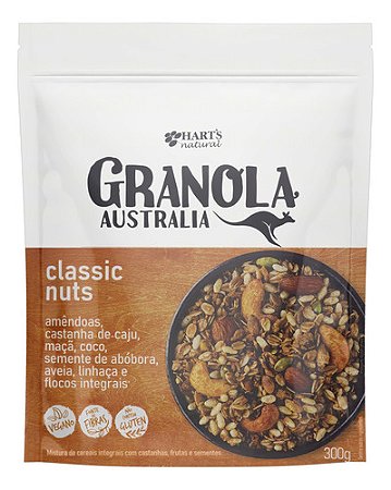 Granola Harts Austrália Classic Nuts Sem Glúten Em Pouch 300 G