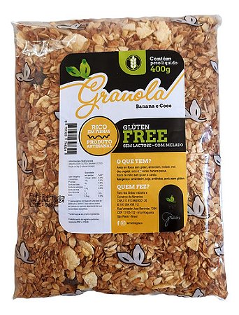 Granola Sem Glúten de Banana e Coco - 400 g - Terra dos Grãos