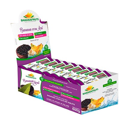 Display Bananada Bananinha Natural Zero Açúcar com Açaí - Naturafruti - 24 x 25 g