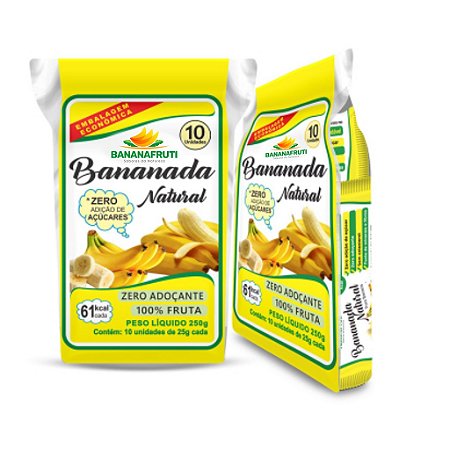 Bananada Bananafruti (Naturafruti) Zero Açúcar - Natural, Ameixa ou Uva Passa - 250 g