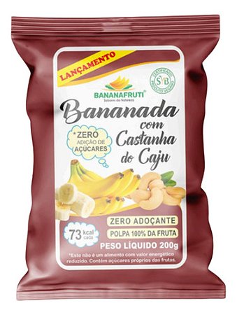 Bananinha Zero Açúcar Com Castanha De Caju Bananafruti 200 G