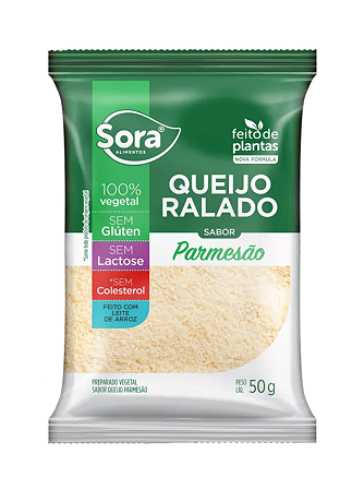 Queijo Ralado Parmesão Vegetal Sem Lactose Vegano Sora 50g
