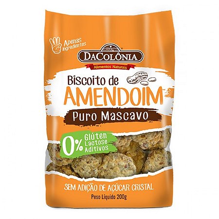Biscoito de Amendoim Puro Mascavo - Dacolônia - 200 g