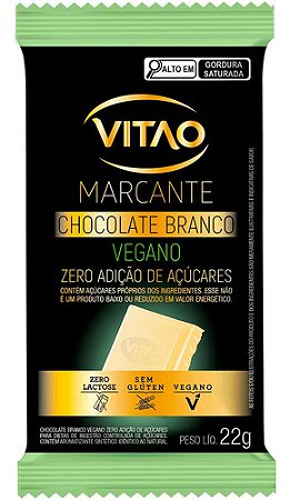 Chocolate Branco Zero Açúcar Vegano - Vitao - 22 G