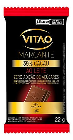 Chocolate Ao Leite Vitao 39% Cacau Zero Açúcar - Vitao 22 G